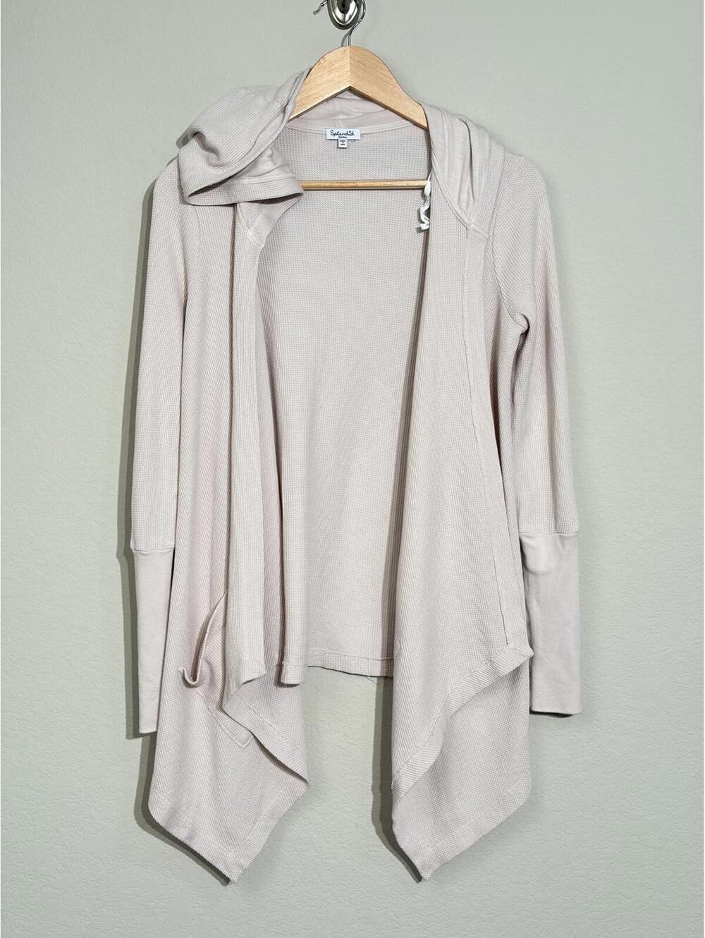 Splendid Waffle Knit Waterfall Cardigan Lightweight Soft Lagenlook Made in USA S